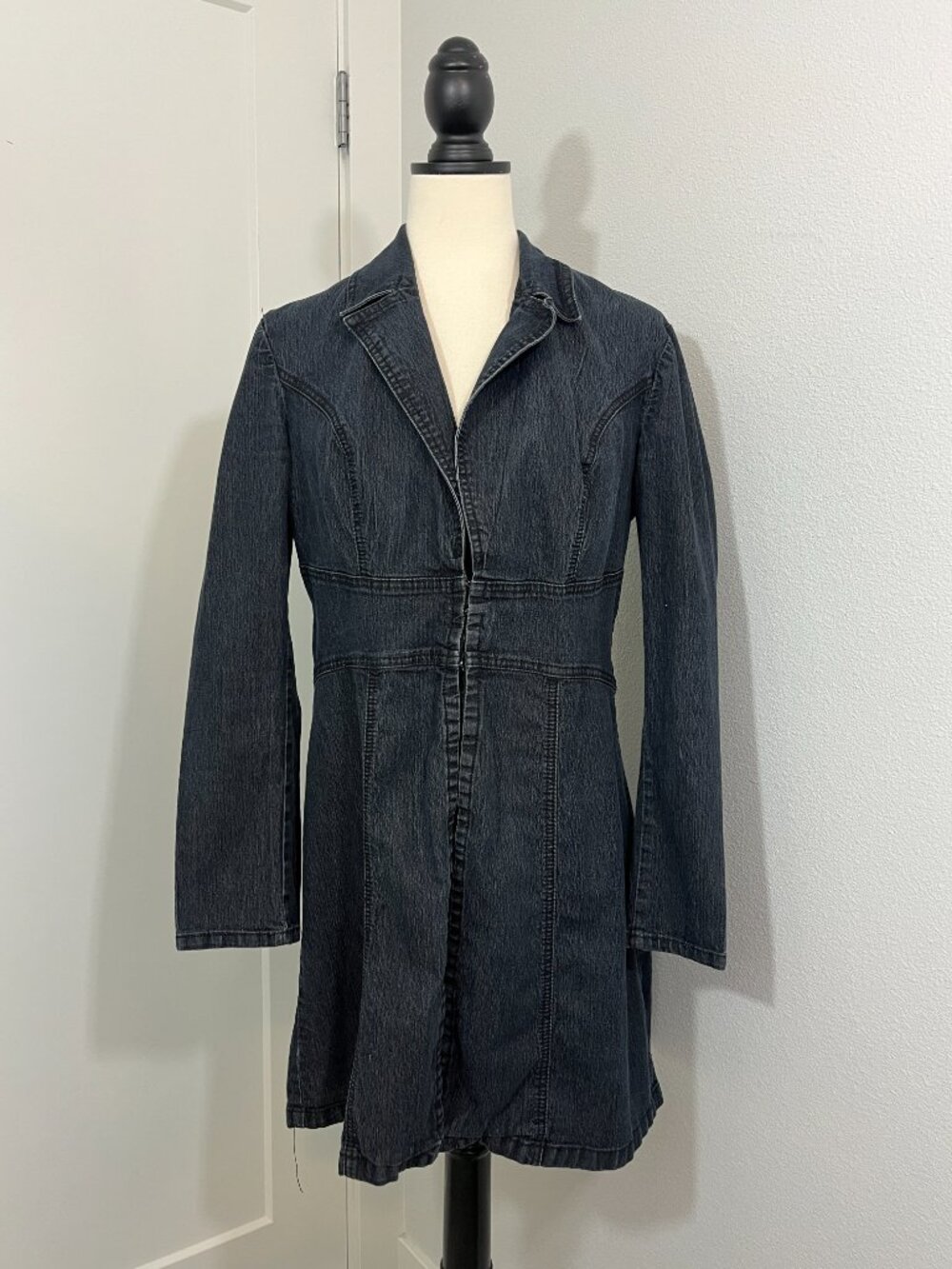 Bisou Bisou Large Dark Blue Denim Long Jacket / Coat
